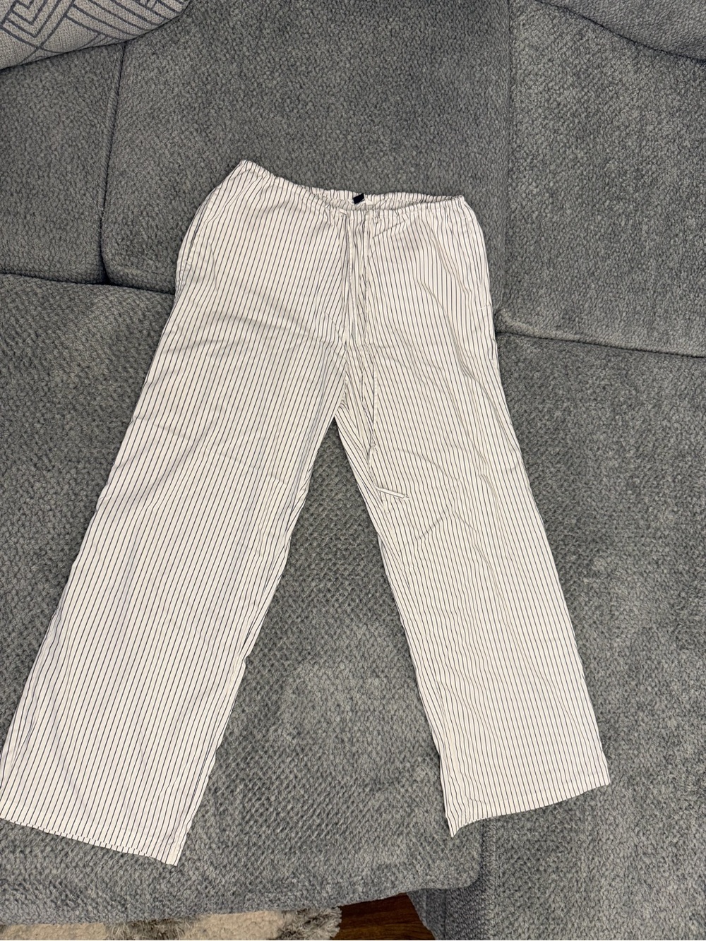 American Eagle Outfitters White Pants with Black Pinstripes